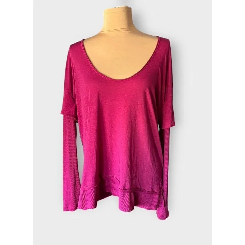 Urban Outfitters Women’s XL Pink Scoop Neck Long Sleeve Top Shirt